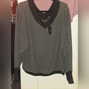 Mittoshop Black and White Striped Knit Top